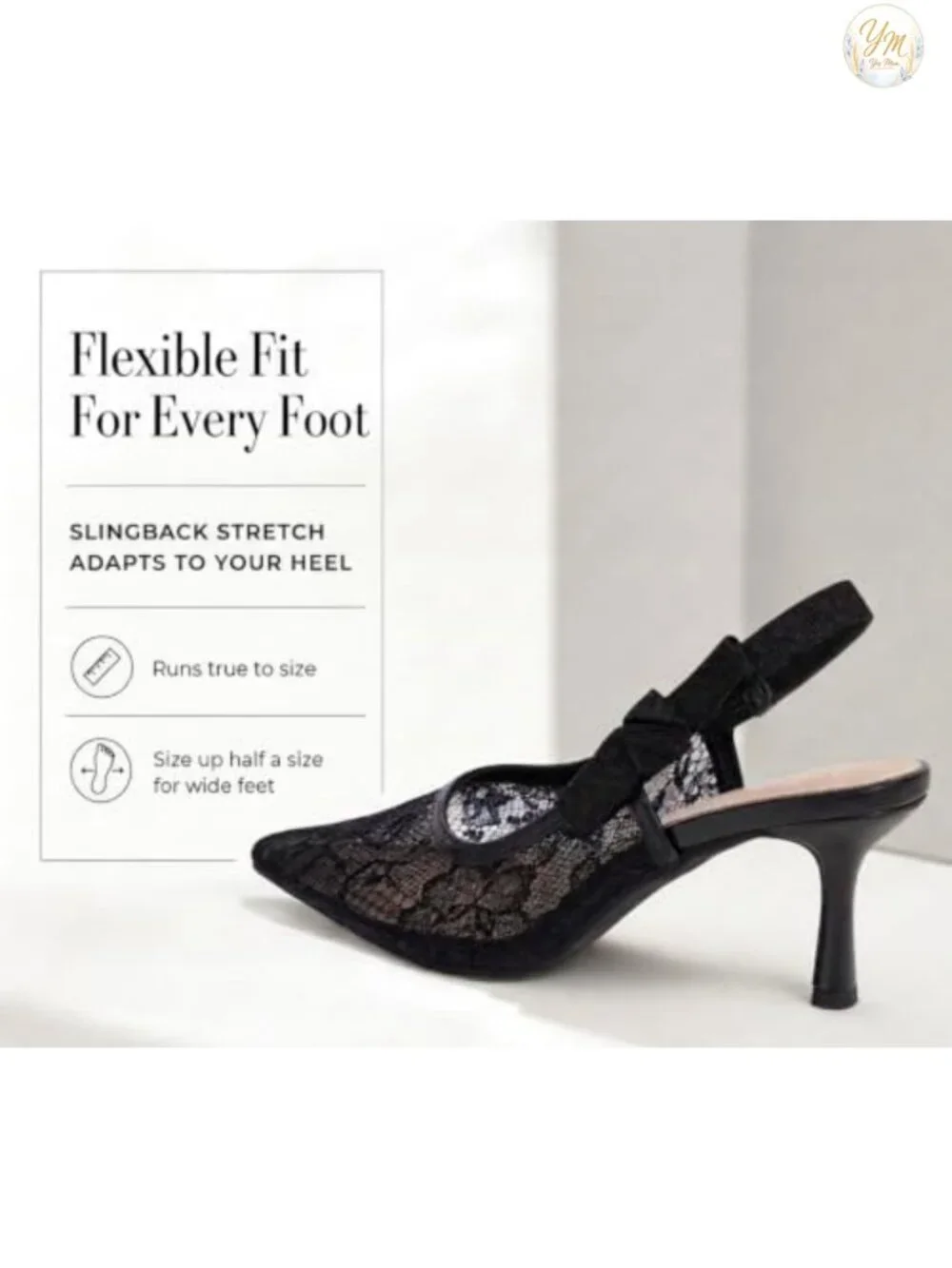 Women's Slingback Kitten Heel Pumps Vegan Leather Pointed Toe